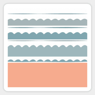 Stripes, orange, blue, white, minimal, line, minimalist, line-art, Sticker